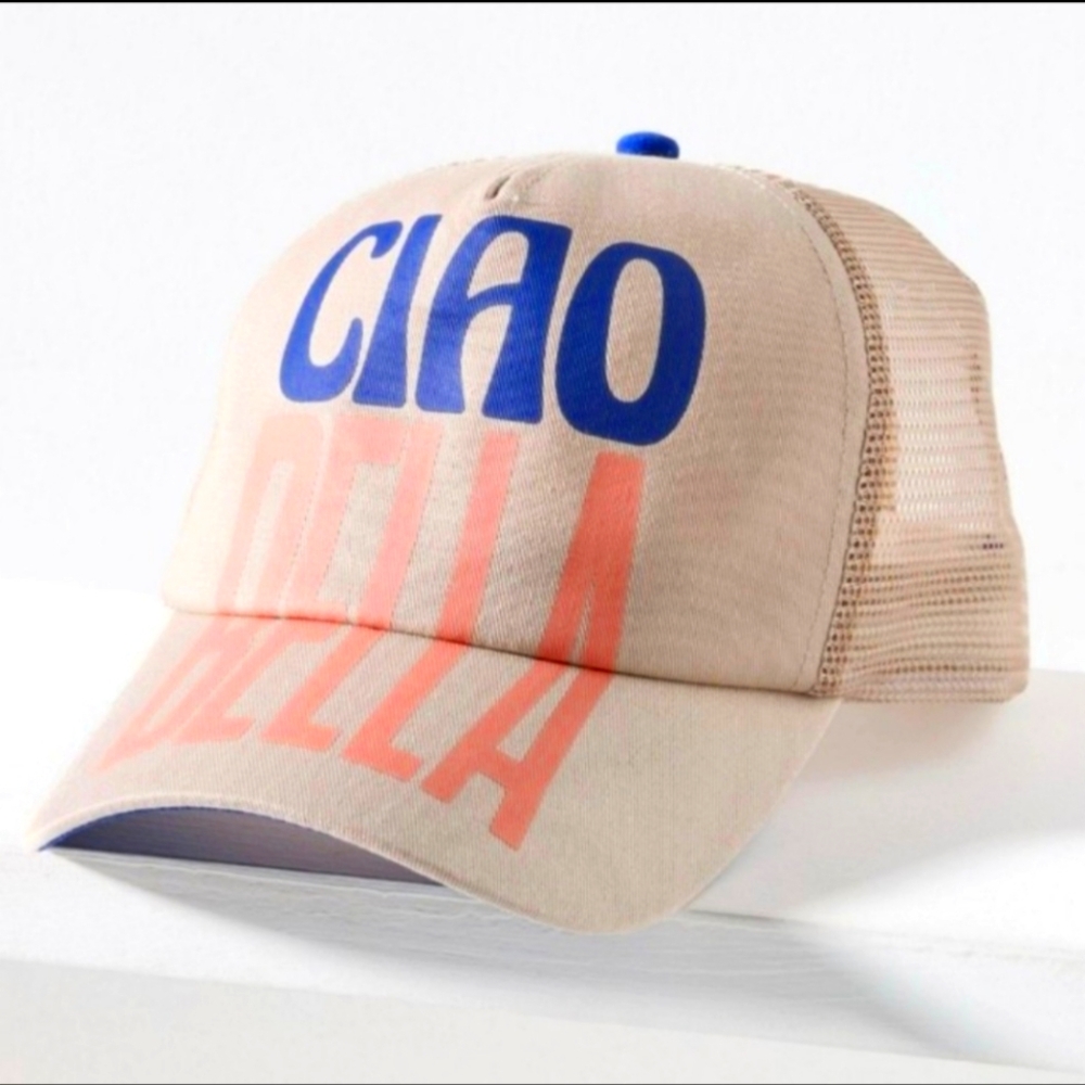 Anthropologie Coney Island Picnic Expressions Trucker Hat. Ciao Bella. NWT